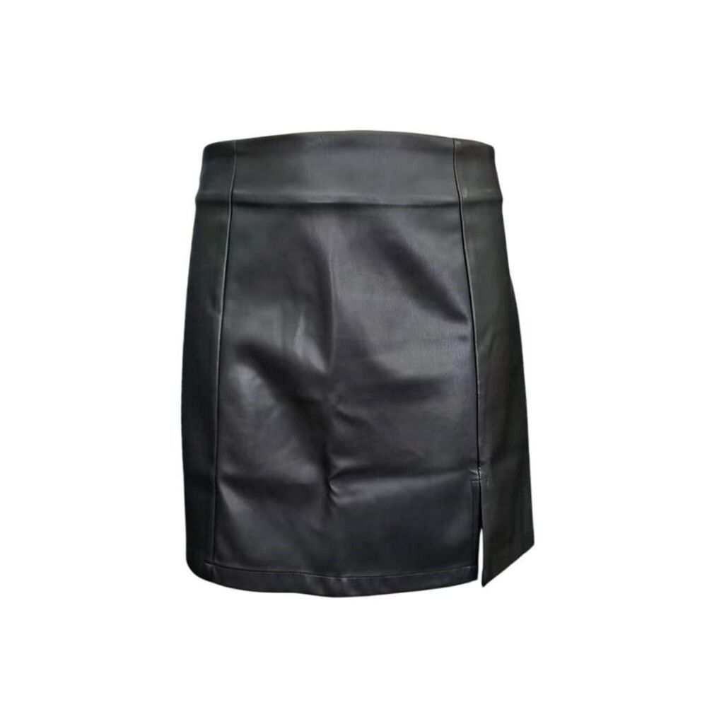 I Saw It First Womens/Ladies Faux Leather Side Slit Mini Skirt / Black